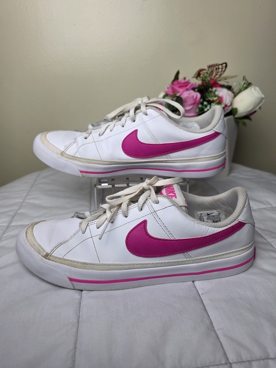 Nike Other - Nike Court Legacy Low Top Girls White/Pink Sneakers Size 7Y